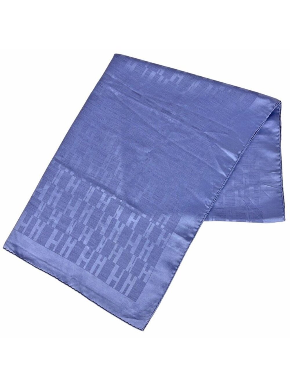 Hermes Grand Ash Shawl Logo Silk Wool Blue Scarf - Picture 1 of 6